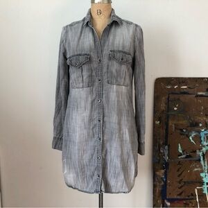 Gray button up shirt dress with collar size small